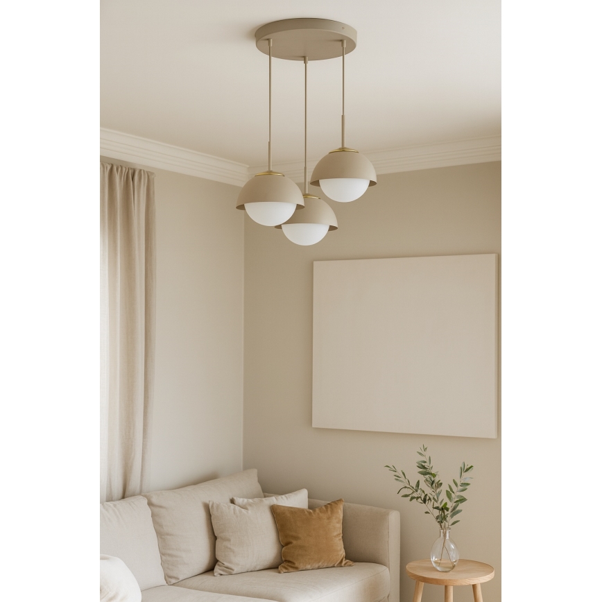 Brilagi - Závesný luster na lane COSMO 3xE27/60W/230V béžová/zlatá