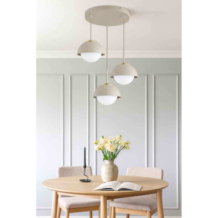 Brilagi - Závesný luster na lane COSMO 3xE27/60W/230V béžová/zlatá