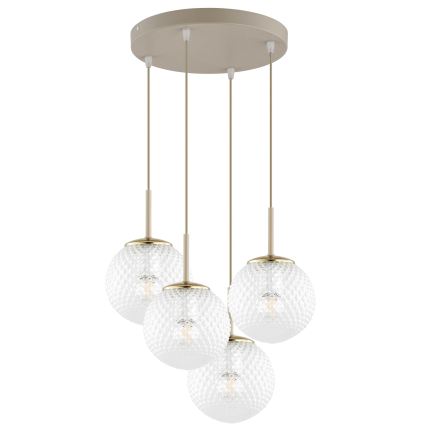 Brilagi - Závesný luster na lane STELLA 4xE27/60W/230V béžová/zlatá