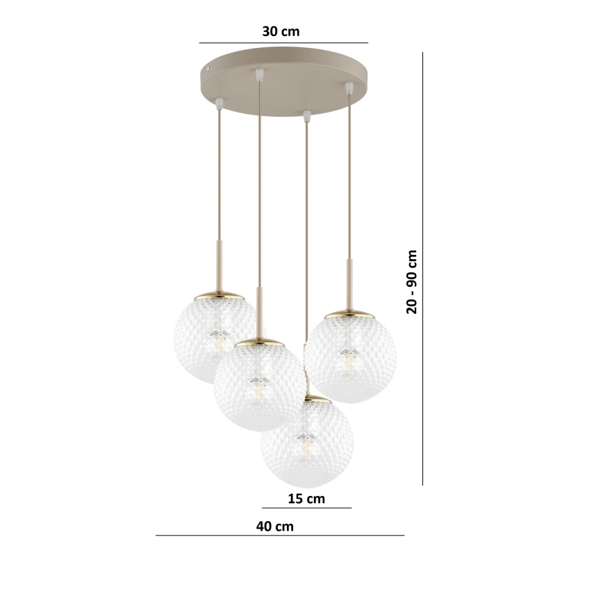 Brilagi - Závesný luster na lane STELLA 4xE27/60W/230V béžová/zlatá