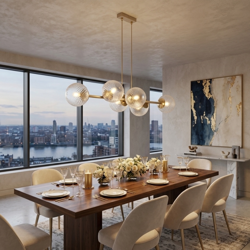 Brilagi - Závesný luster na lane STELLA 6xE27/60W/230V béžová/zlatá