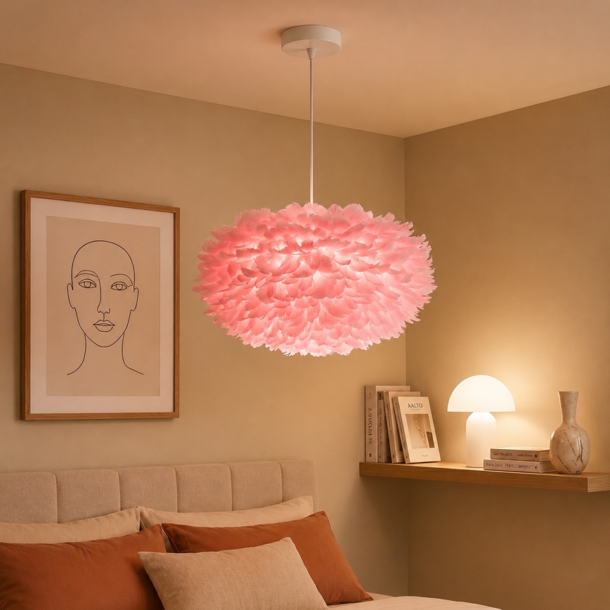 BRILAGI - Závesný luster na lankách FEATHER 3xE27/40W/230V priemer 50 cm ružový