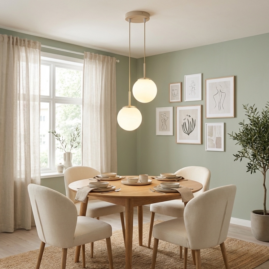 Brilagi - Závesný luster na lanku 2xE27/60W/230V béžová/zlatá