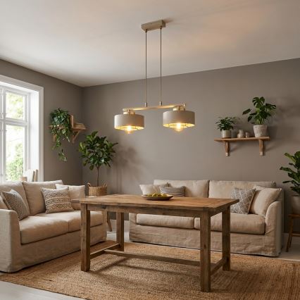 Brilagi - Závesný luster na lanku 2xE27/60W/230V béžová/zlatá