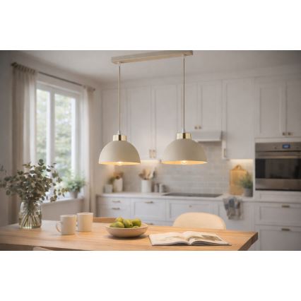 Brilagi - Závesný luster na lanku 2xE27/60W/230V béžová/zlatá