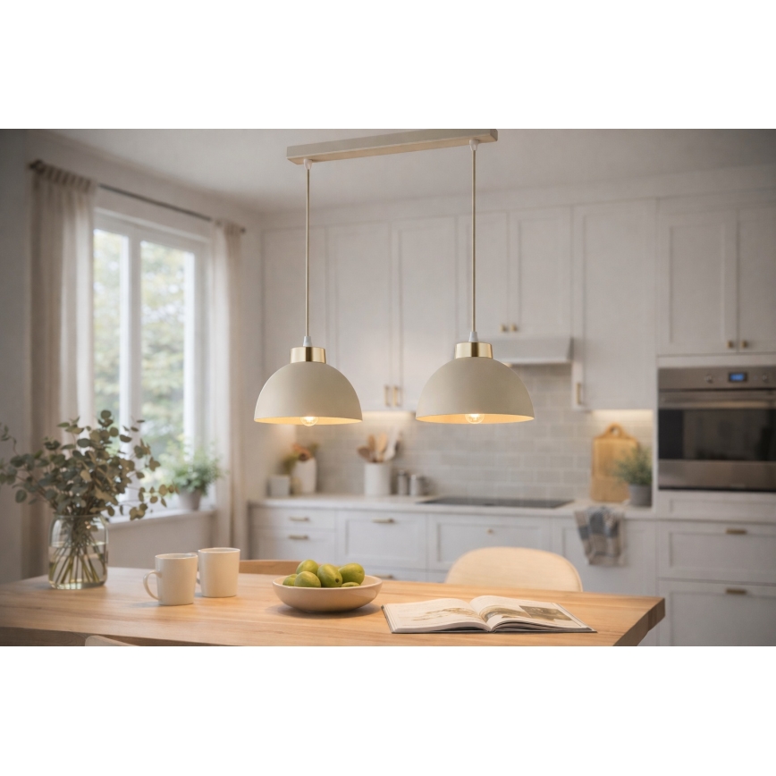 Brilagi - Závesný luster na lanku 2xE27/60W/230V béžová/zlatá