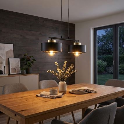 Brilagi - Závesný luster na lanku 2xE27/60W/230V čierna/zlatá