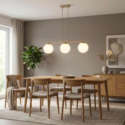 Brilagi - Závesný luster na lanku 3xE27/60W/230V béžová/zlatá