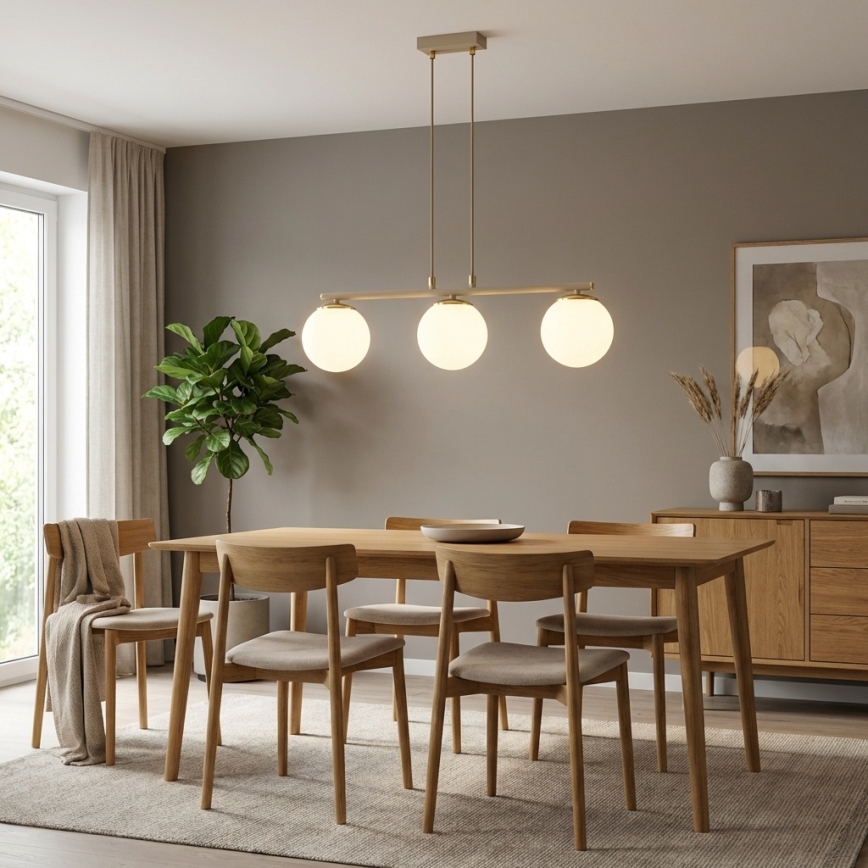 Brilagi - Závesný luster na lanku 3xE27/60W/230V béžová/zlatá