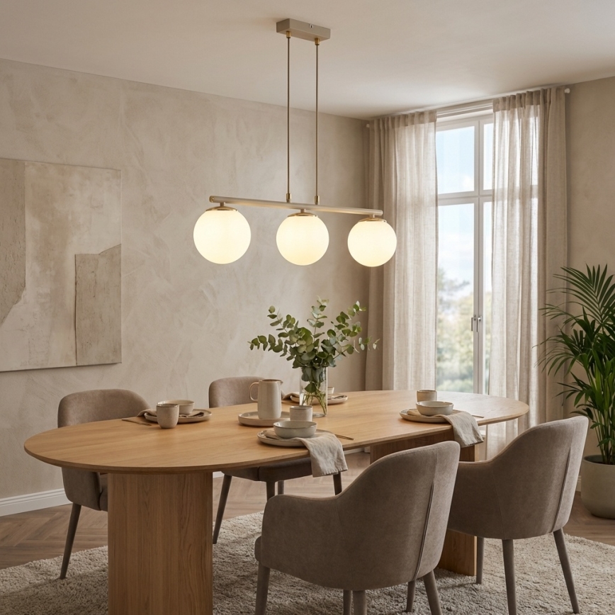 Brilagi - Závesný luster na lanku 3xE27/60W/230V béžová/zlatá