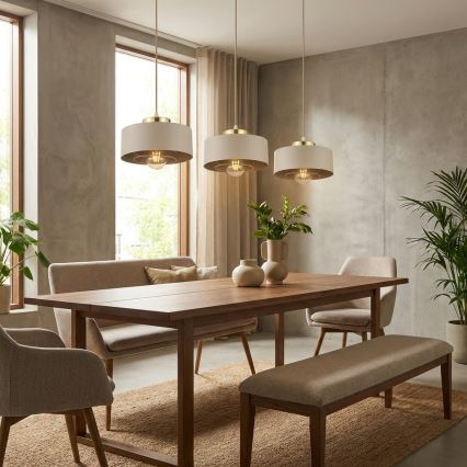 Brilagi - Závesný luster na lanku 3xE27/60W/230V béžová/zlatá