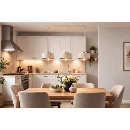 Brilagi - Závesný luster na lanku 3xE27/60W/230V béžová/zlatá