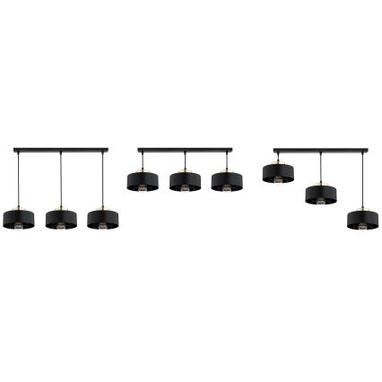 Brilagi - Závesný luster na lanku 3xE27/60W/230V čierna/zlatá