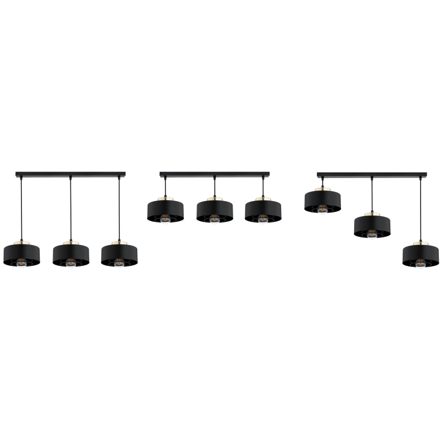 Brilagi - Závesný luster na lanku 3xE27/60W/230V čierna/zlatá