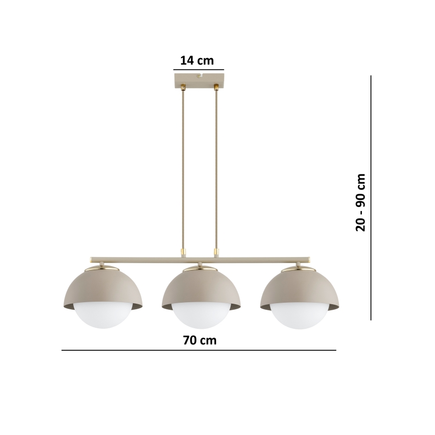 Brilagi - Závesný luster na lanku COSMO 3xE27/60W/230V béžová/zlatá