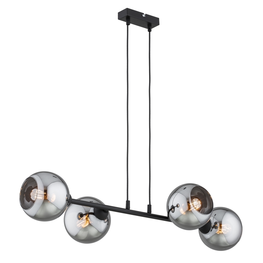 Brilagi - Závesný luster na lanku DIOR 4xE27/60W/230V čierna/dymová sivá