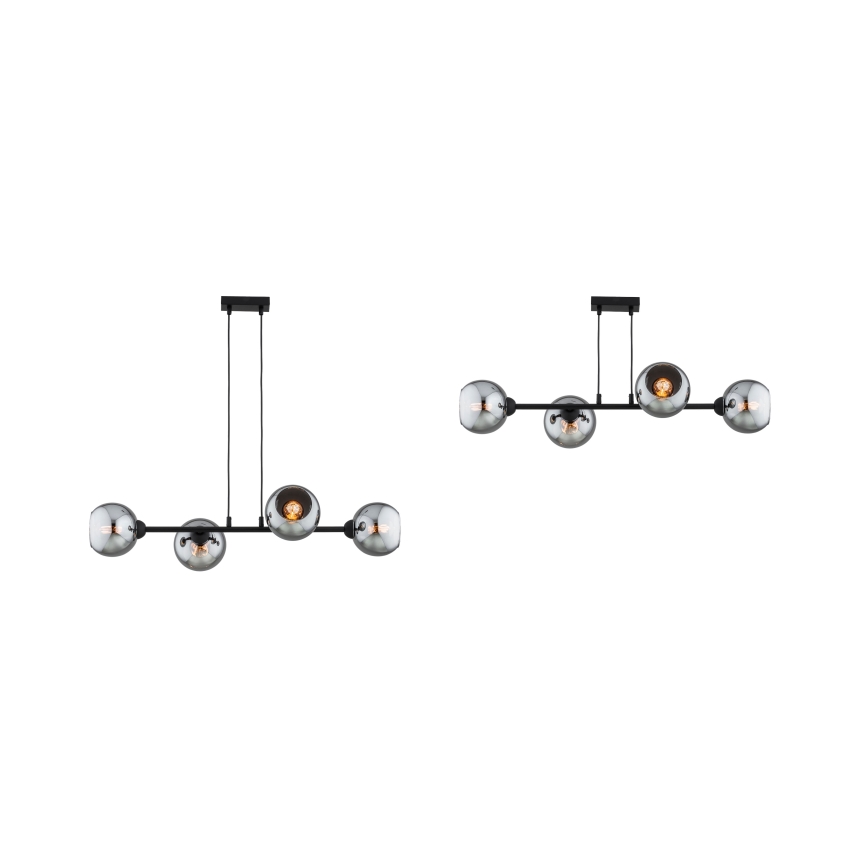 Brilagi - Závesný luster na lanku DIOR 4xE27/60W/230V čierna/dymová sivá