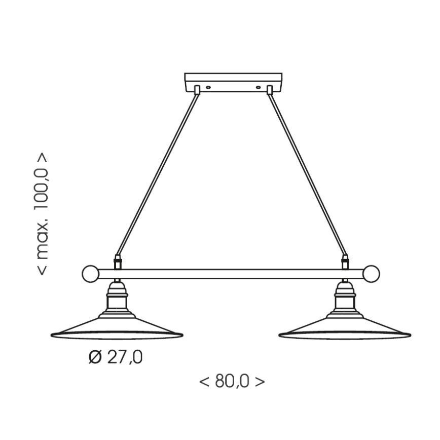 Brilagi - Závesný luster na lanku FORGE 2xE27/60W/230V čierna