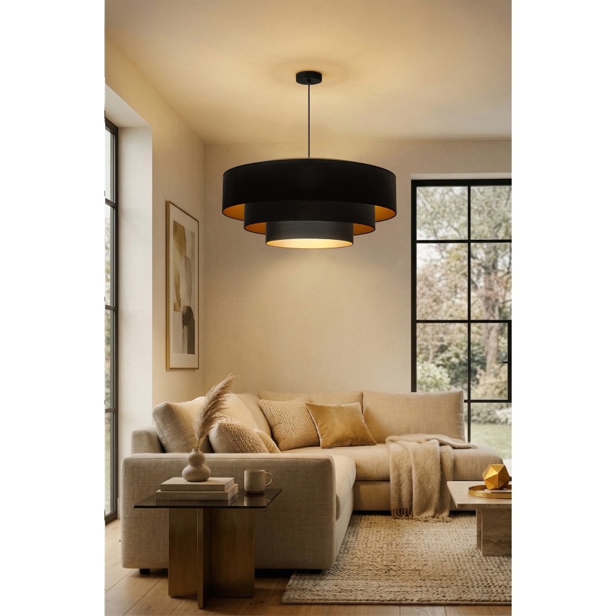 Brilagi - Závesný luster na lanku LUNETA 3xE27/60W/230V pr. 80 cm čierna/zlatá