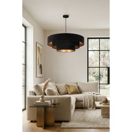 Brilagi - Závesný luster na lanku LUNETA 3xE27/60W/230V pr. 80 cm čierna/zlatá