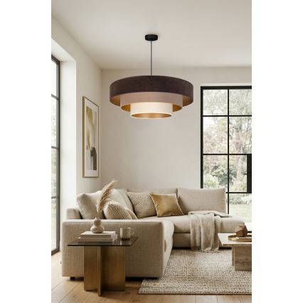 Brilagi - Závesný luster na lanku LUNETA 3xE27/60W/230V priemer 80 cm hnedá/béžová/krémová