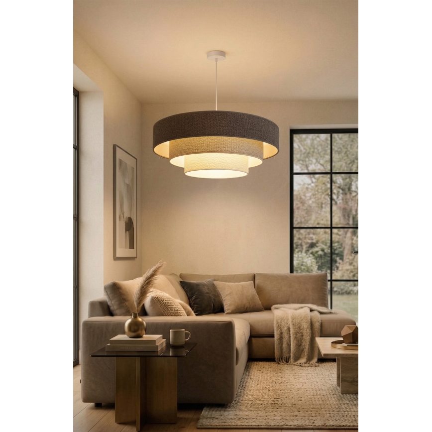 Brilagi - Závesný luster na lanku LUNETA 3xE27/60W/230V priemer 80 cm sivá/krémová/biela