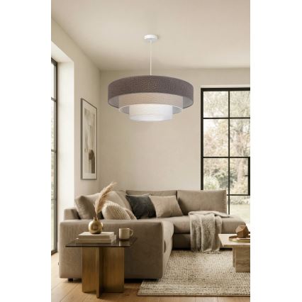 Brilagi - Závesný luster na lanku LUNETA 3xE27/60W/230V priemer 80 cm sivá/krémová/biela
