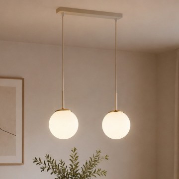 Brilagi - Závesný luster na lanku MILO 2xE27/60W/230V béžová/zlatá