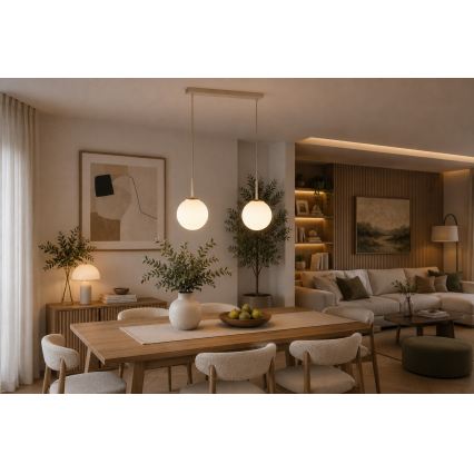 Brilagi - Závesný luster na lanku MILO 2xE27/60W/230V béžová/zlatá