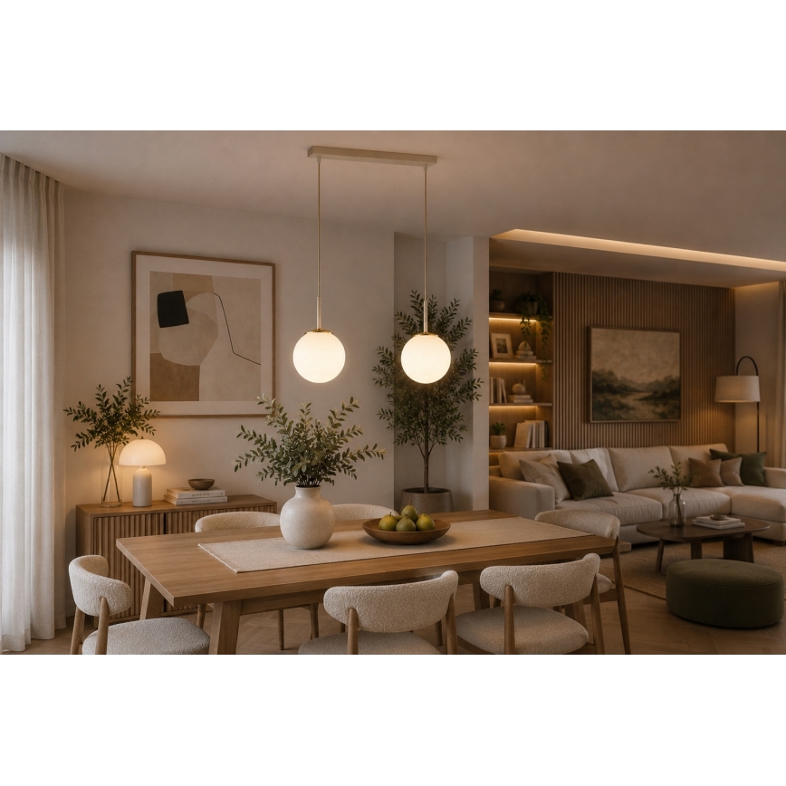 Brilagi - Závesný luster na lanku MILO 2xE27/60W/230V béžová/zlatá