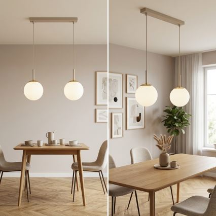 Brilagi - Závesný luster na lanku MILO 2xE27/60W/230V béžová/zlatá
