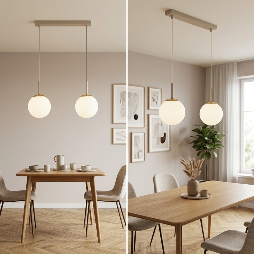 Brilagi - Závesný luster na lanku MILO 2xE27/60W/230V béžová/zlatá