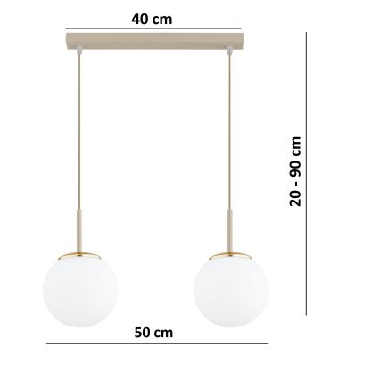 Brilagi - Závesný luster na lanku MILO 2xE27/60W/230V béžová/zlatá