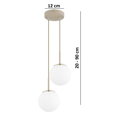 Brilagi - Závesný luster na lanku MILO ECRU 2xE27/60W/230V béžová/zlatá