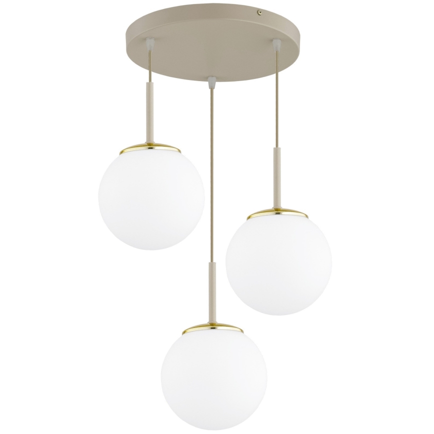 Brilagi - Závesný luster na lanku MILO ECRU 3xE27/60W/230V béžová/zlatá