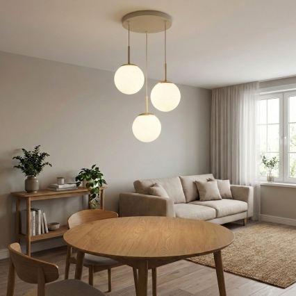 Brilagi - Závesný luster na lanku MILO ECRU 3xE27/60W/230V béžová/zlatá