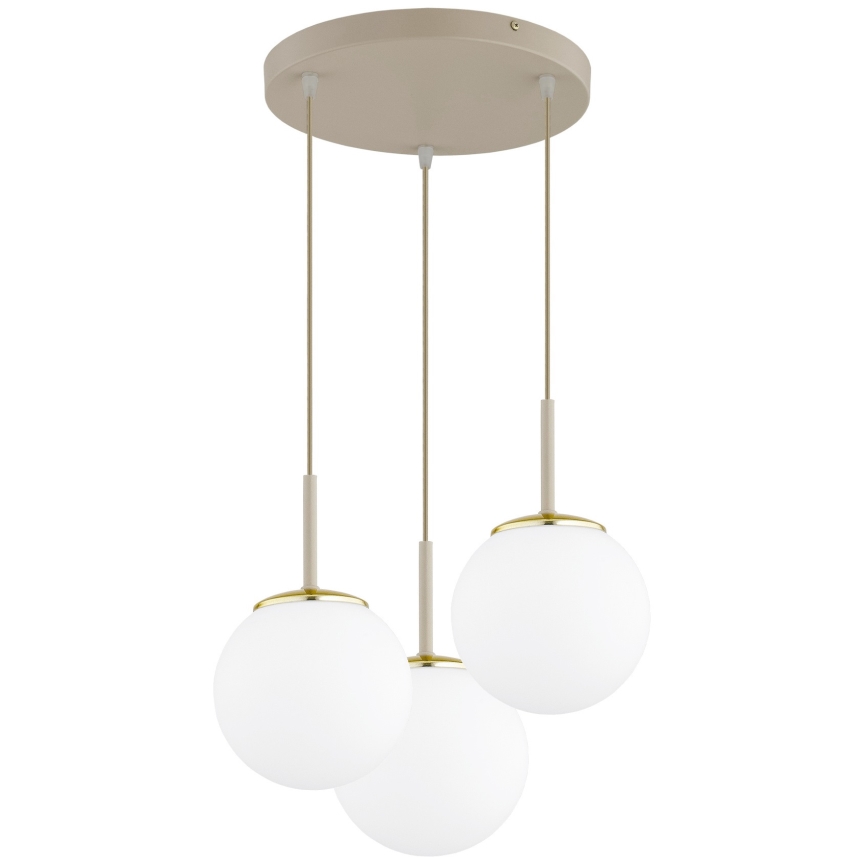 Brilagi - Závesný luster na lanku MILO ECRU 3xE27/60W/230V béžová/zlatá
