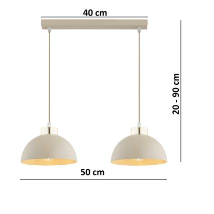 Brilagi - Závesný luster na lanku MOON 2xE27/60W/230V béžová/zlatá