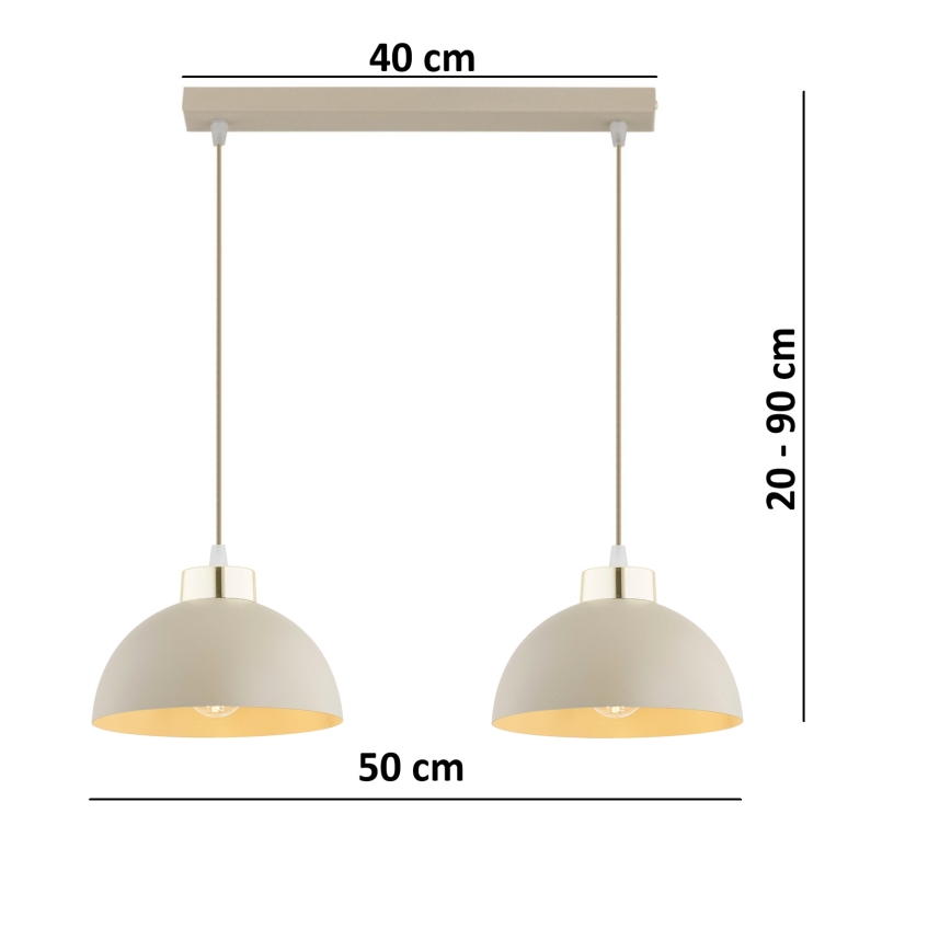 Brilagi - Závesný luster na lanku MOON 2xE27/60W/230V béžová/zlatá