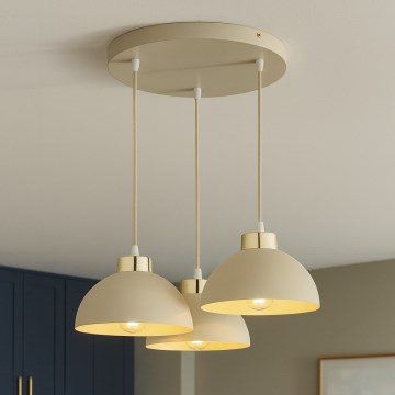 Brilagi - Závesný luster na lanku MOON 3xE27/60W/230V béžová/zlatá