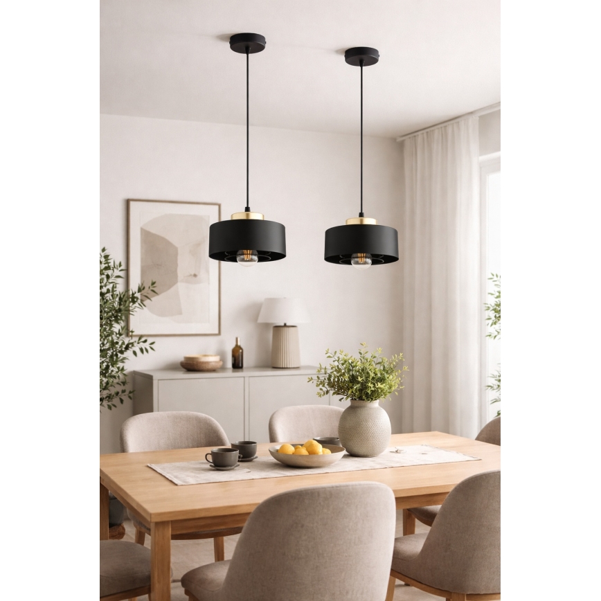 Brilagi - Závesný luster na lanku SPRING 1xE27/60W/230V pr. 20 cm čierna/zlatá