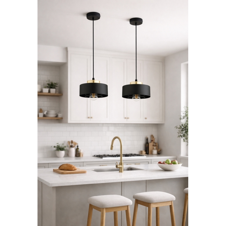 Brilagi - Závesný luster na lanku SPRING 1xE27/60W/230V pr. 20 cm čierna/zlatá