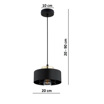 Brilagi - Závesný luster na lanku SPRING 1xE27/60W/230V pr. 20 cm čierna/zlatá