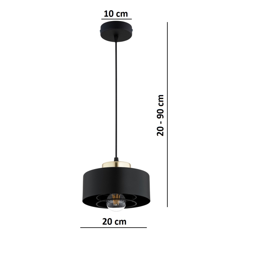Brilagi - Závesný luster na lanku SPRING 1xE27/60W/230V pr. 20 cm čierna/zlatá