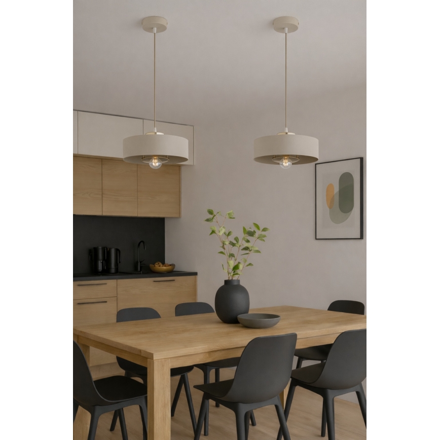 BRILAGI - Závesný luster na lanku SPRING 1xE27/60W/230V pr. 30 cm béžová/zlatá