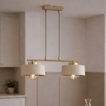 Brilagi - Závesný luster na lanku SPRING 2xE27/60W/230V béžová/zlatá