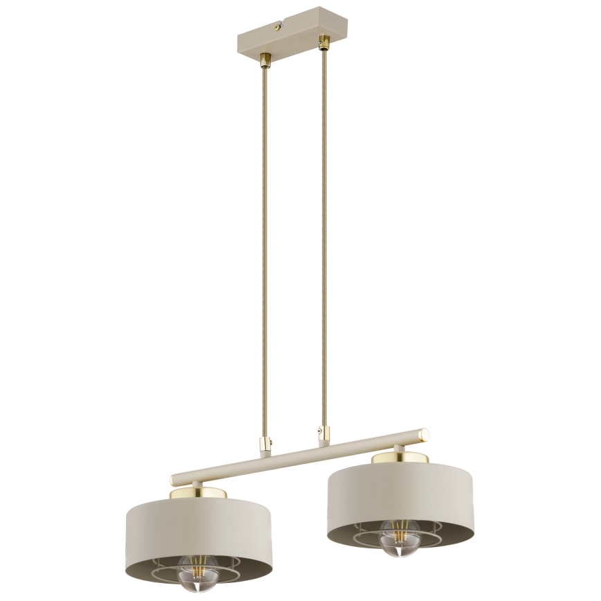 BRILAGI - Závesný luster na lanku SPRING 2xE27/60W/230V béžová/zlatá