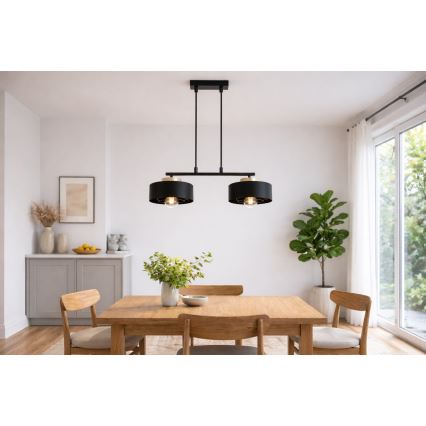 Brilagi - Závesný luster na lanku SPRING 2xE27/60W/230V čierna/zlatá
