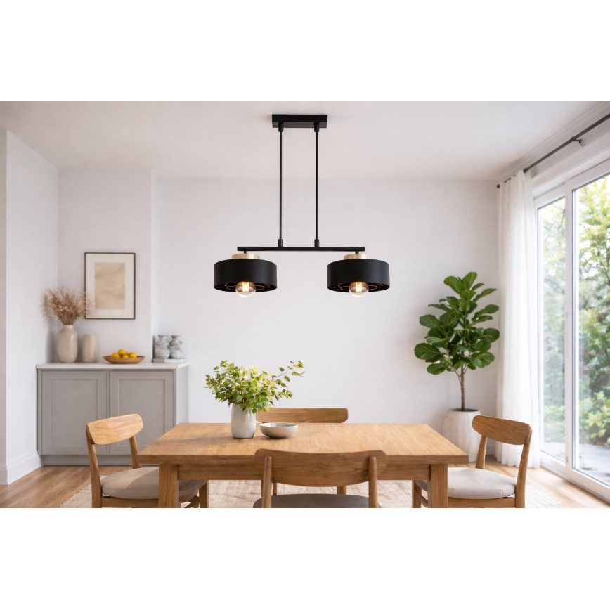 Brilagi - Závesný luster na lanku SPRING 2xE27/60W/230V čierna/zlatá