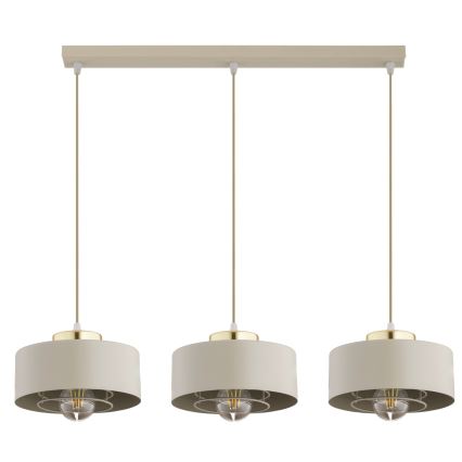 Brilagi - Závesný luster na lanku SPRING 3xE27/60W/230V béžová/zlatá